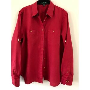 Lauren Ralph Lauren Linen roll cuff shirt